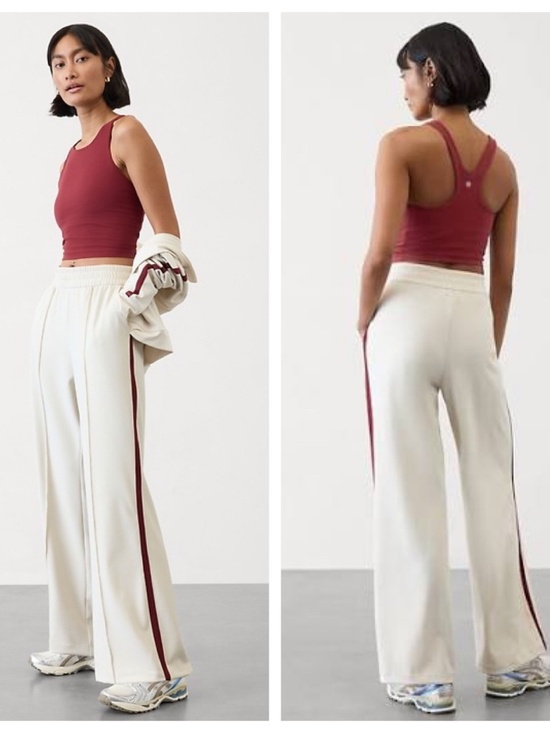 Athleta Pants - ATHLETA Finish Line Womens XLT Cream Mid Rise Track Pants Travel Athleisure Tall